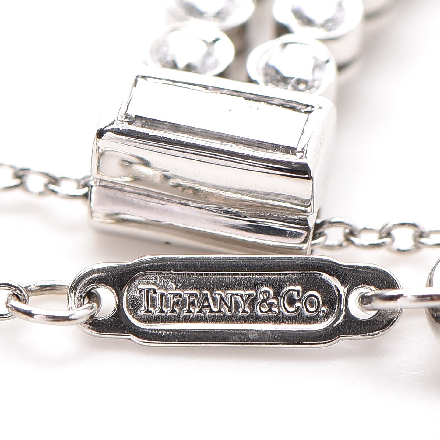 Platinum Diamond Jazz Double Drop Pendant Necklace