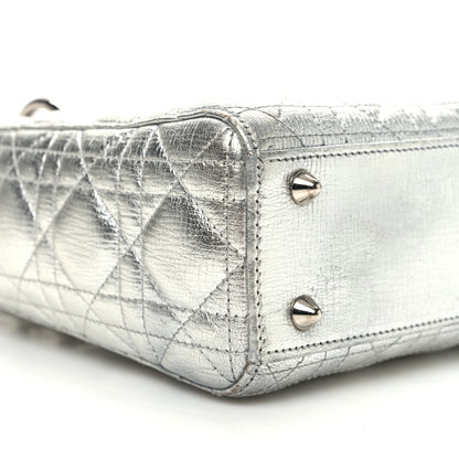 Christian Dior Metallic Grained Calfskin Cannage Small Lucky Badges My Lady Dior Silver 9 of 11