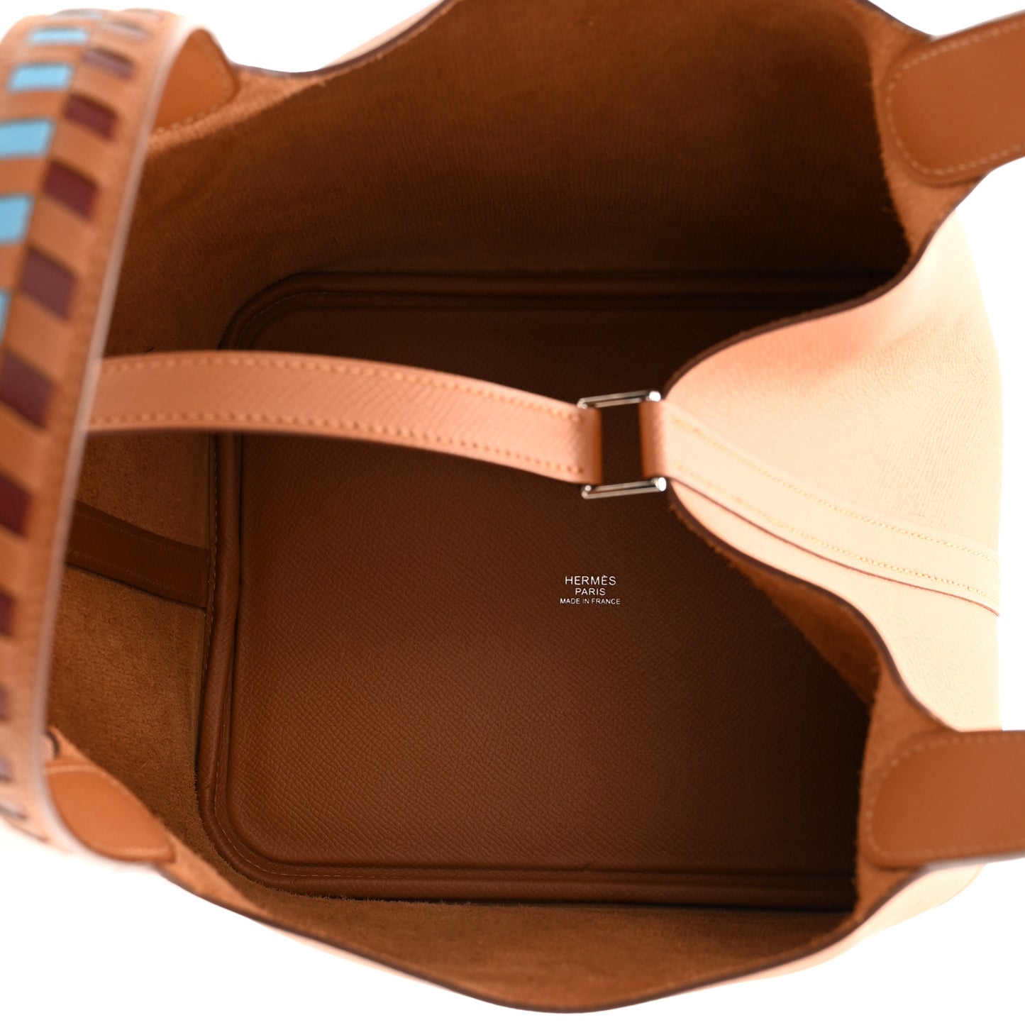 Epsom Tressage De Cuir Picotin Lock 22 MM Gold Bleu Du Nord Rouge H