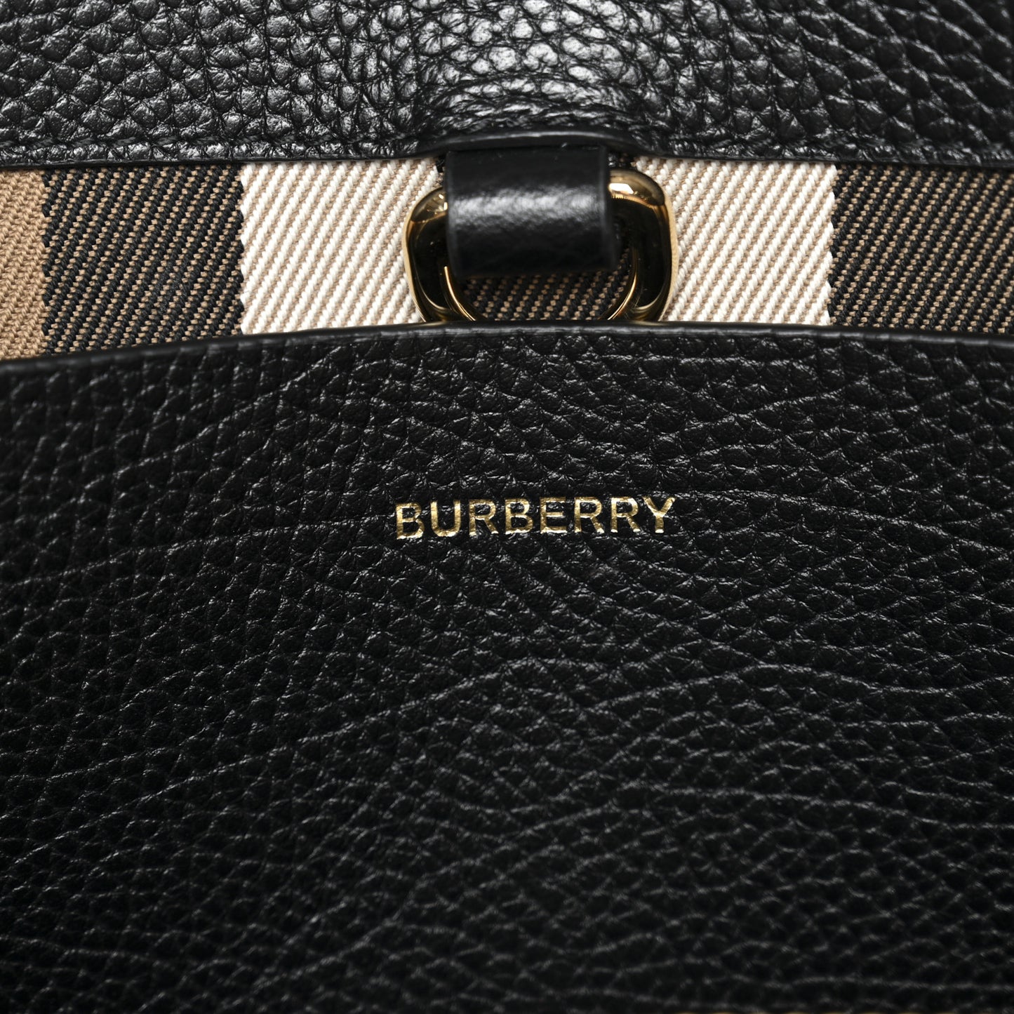 Grainy Calfskin House Check Medium Bermondsey Tote Black