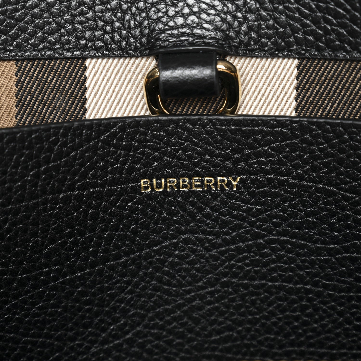 Burberry Grainy Calfskin House Check Medium Bermondsey Tote Black 6 of 9