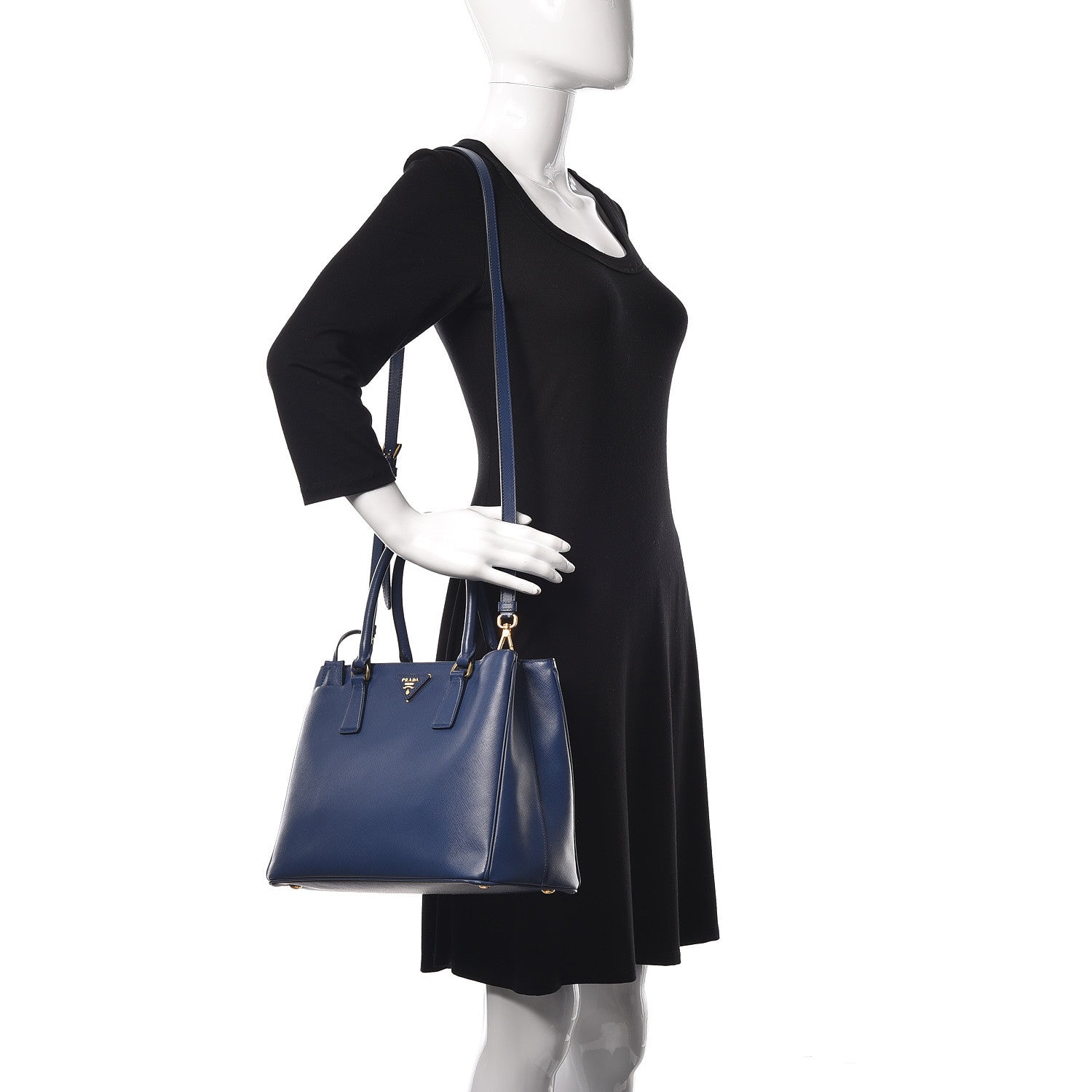 Prada Saffiano Lux Medium Tote Bluette 2 of 17