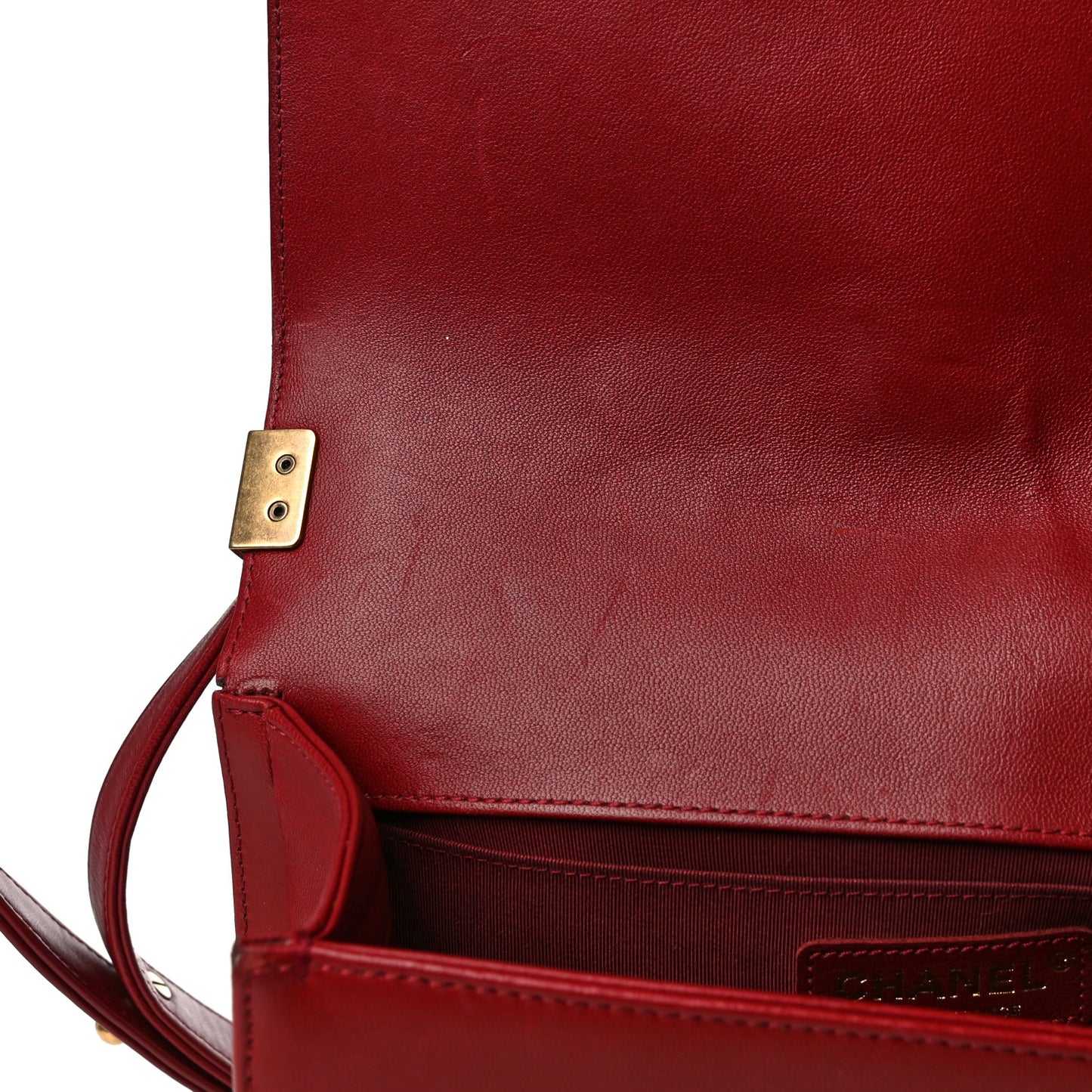 Calfskin Quilted Medium Boy Flap Red