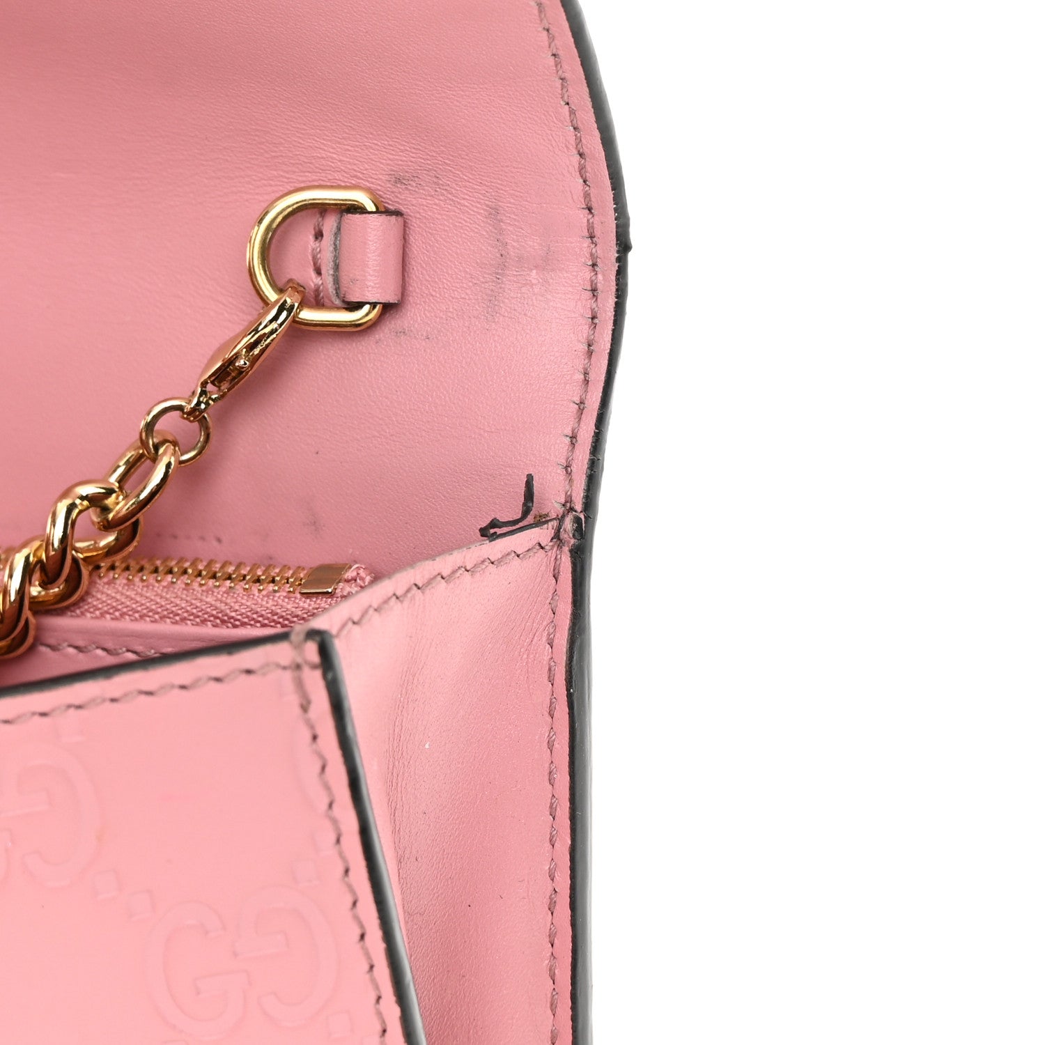 Gucci Guccissima Icon Chain Wallet Carmine Rose 13 of 17
