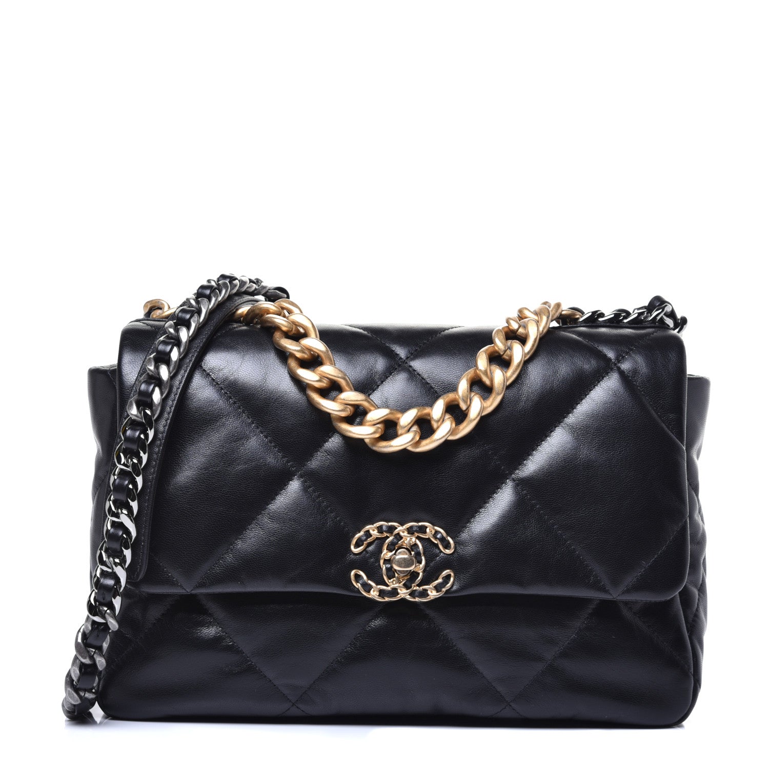 Chanel Lambskin Quilted Medium 19 Flap Black 1 of 11