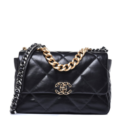 Chanel Lambskin Quilted Medium 19 Flap Black 1 of 11