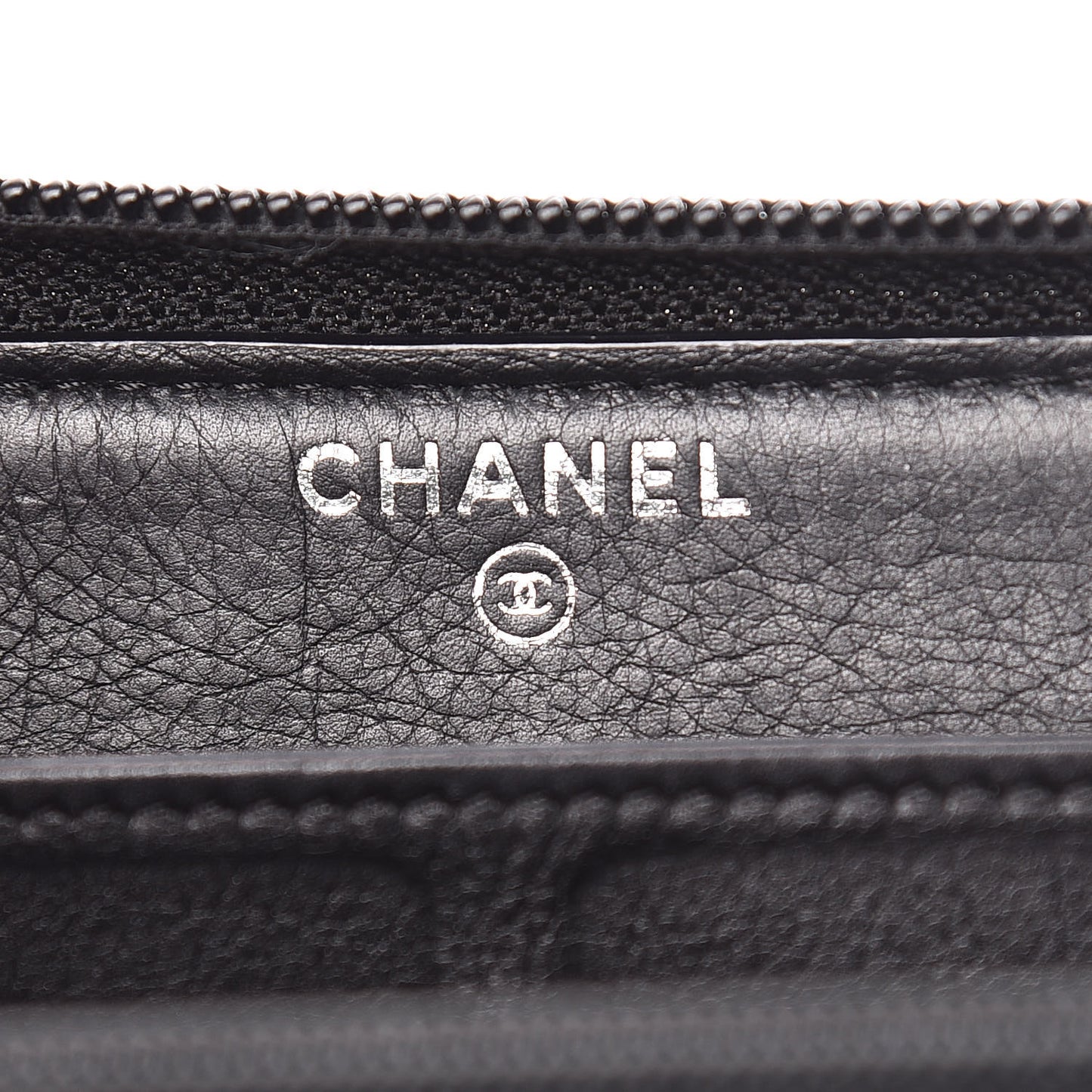 Lambskin Chevron Quilted Zip Around Boy Wallet Black