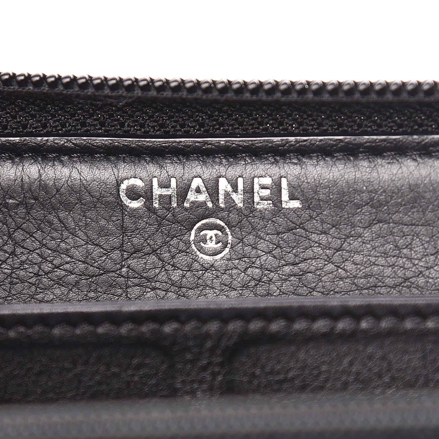 Chanel Lambskin Chevron Quilted Zip Around Boy Wallet Black 6 of 8