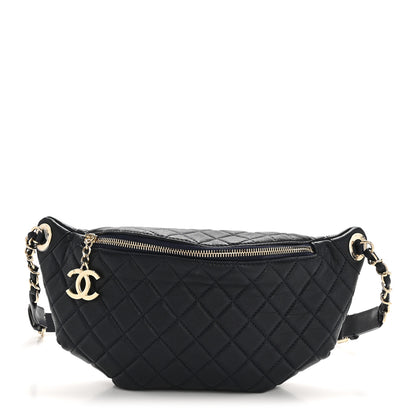 Chanel Calfskin Quilted Banane Waist Bag Fanny Pack Navy 1 of 13
