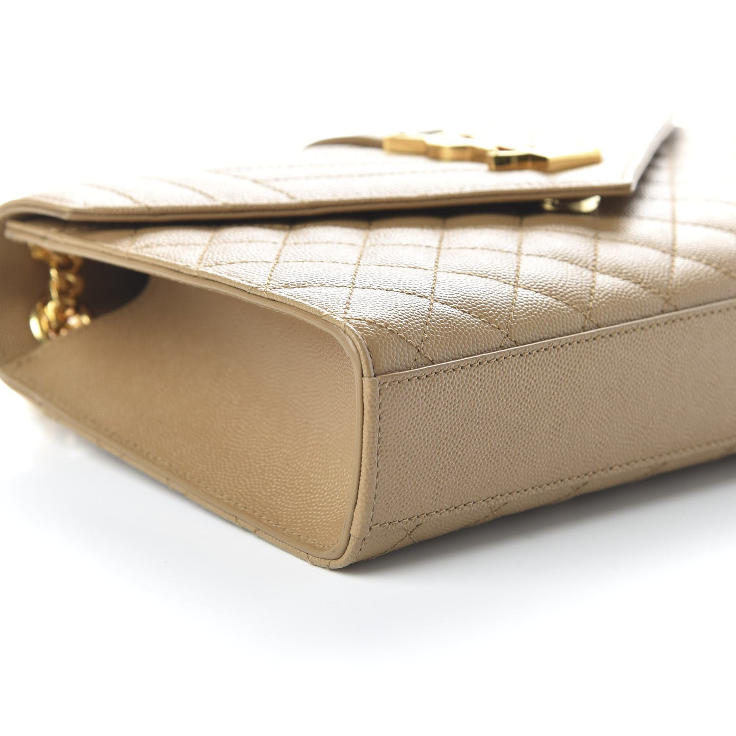 Grain De Poudre Textured Mixed Matelasse Medium Triquilt Monogram Satchel Dark Latte