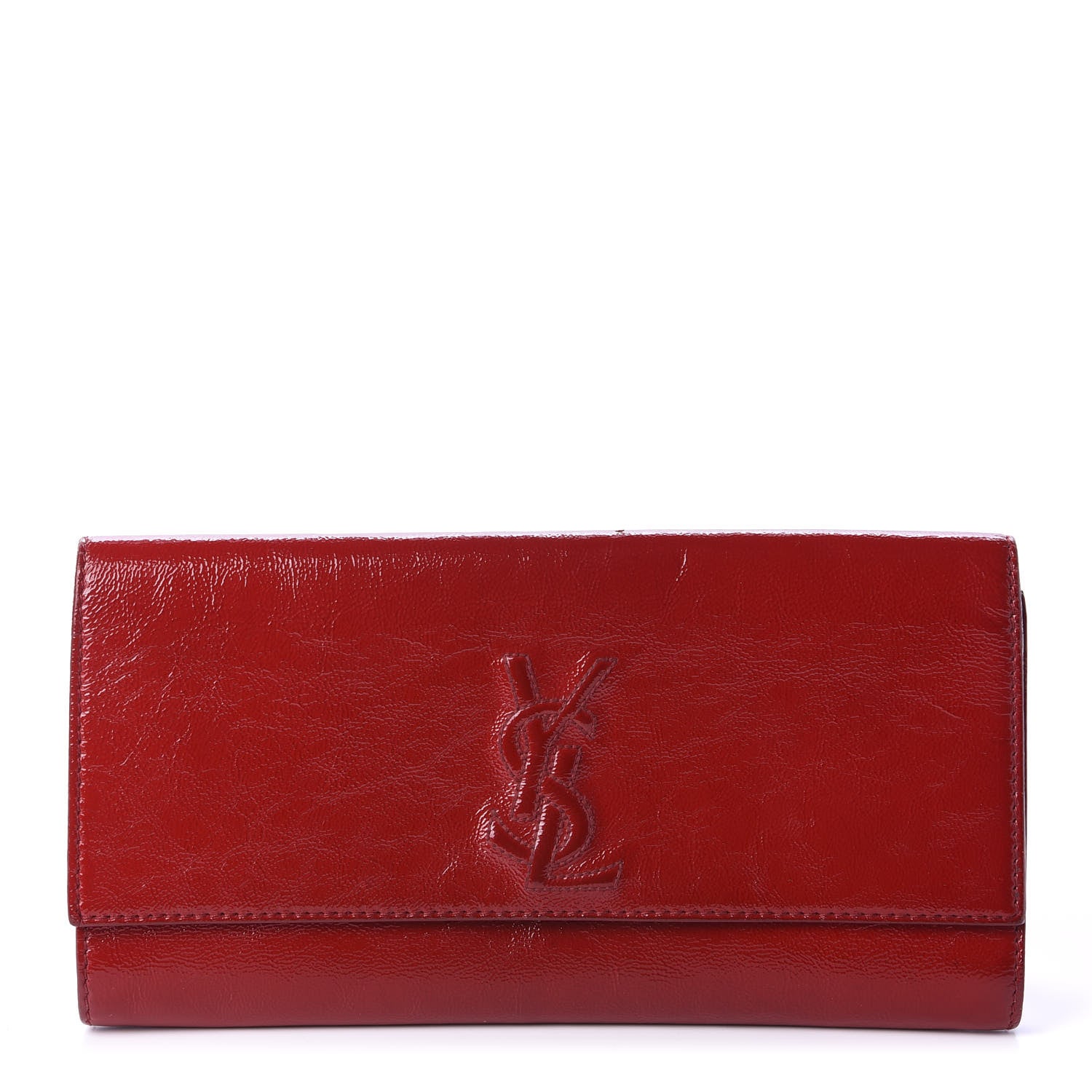 Saint Laurent Textured Patent Monogram Small Belle De Jour Clutch Red 1 of 10
