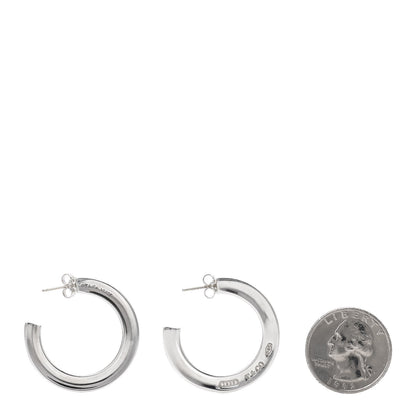 Tiffany Sterling Silver 1837 Flat Hoop Earrings 3 of 5