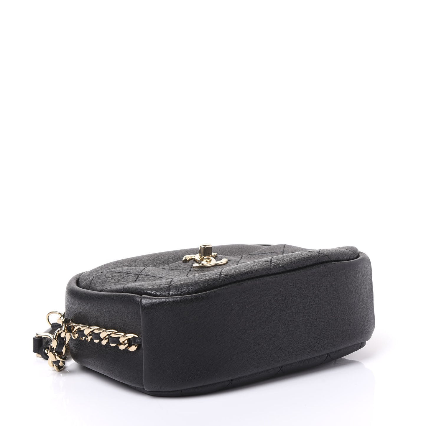 Goatskin Quilted Small Casual Trip Camera Case Black