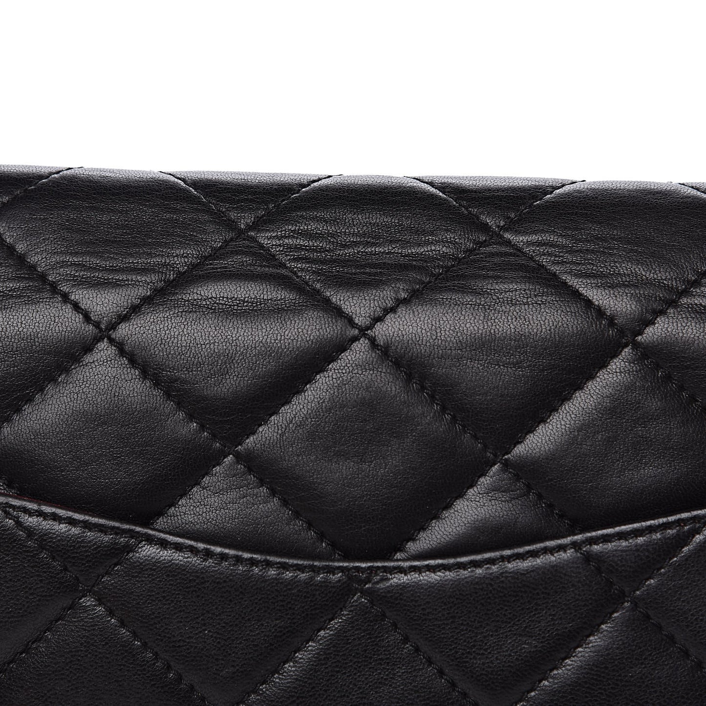 Lambskin Quilted Medium Double Flap Black