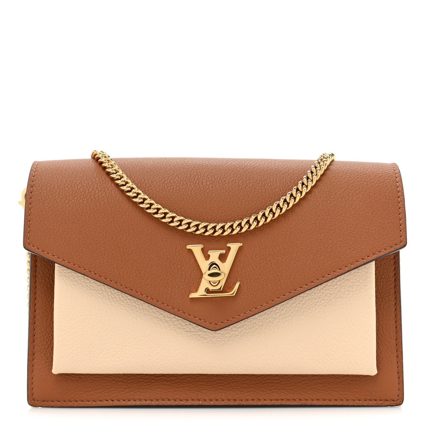 Soft Calfskin My Lockme Chain Pochette Chataigne