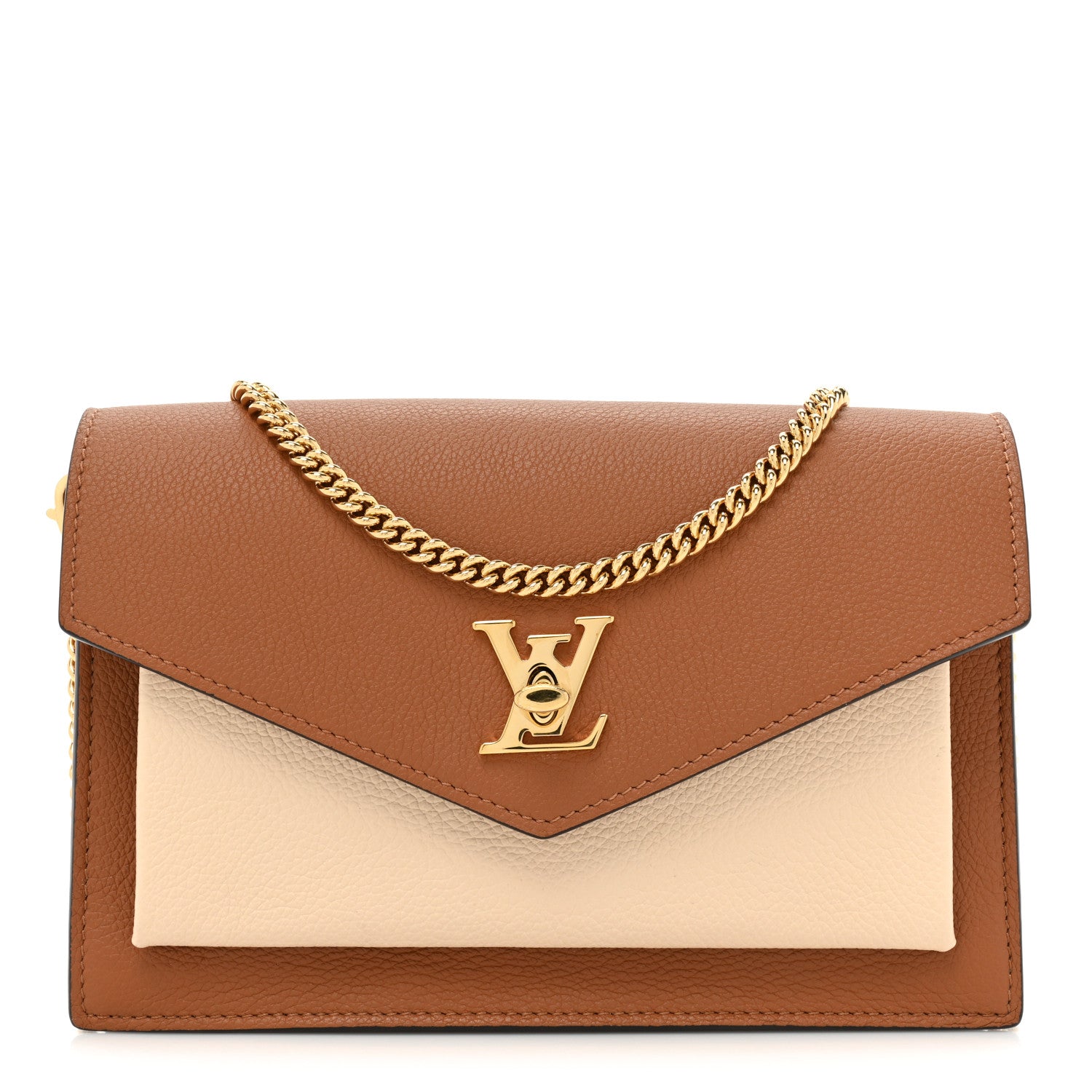 Louis Vuitton Soft Calfskin My Lockme Chain Pochette Chataigne 1 of 17