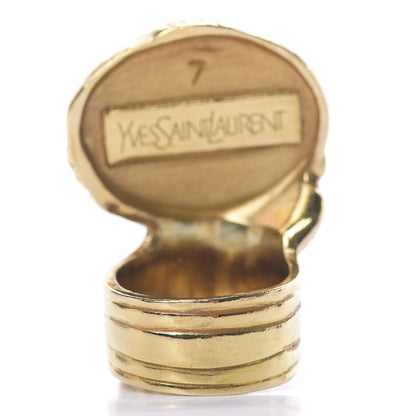 Saint Laurent Glass Cabochon Arty Ovale Ring 7 Gold Opium 4 of 6