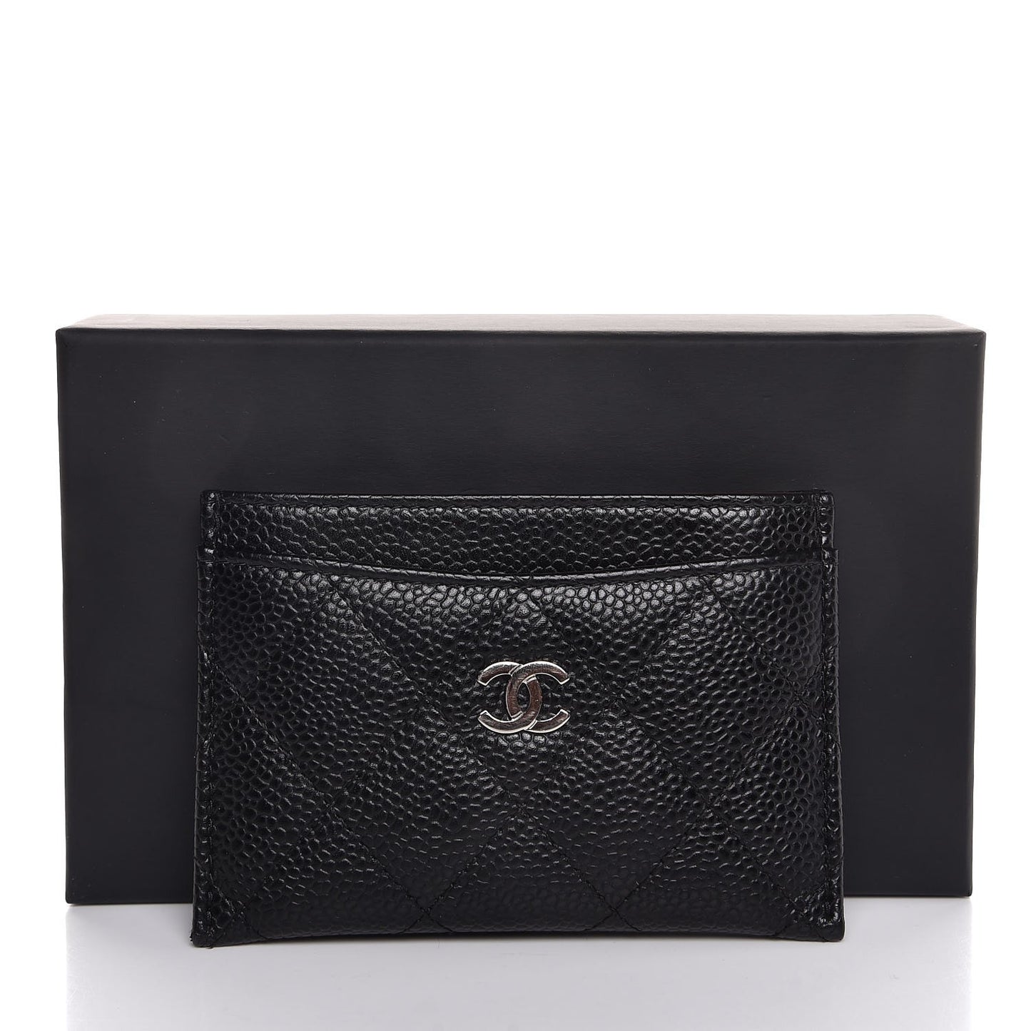 Caviar Quilted Card Holder Black