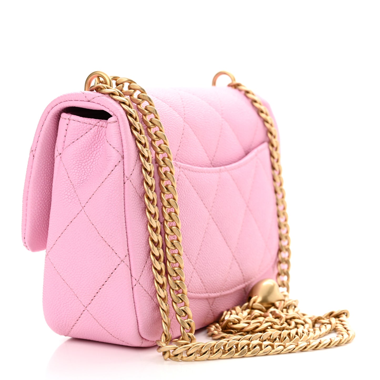 Caviar Quilted Mini Sweetheart Flap Lilac