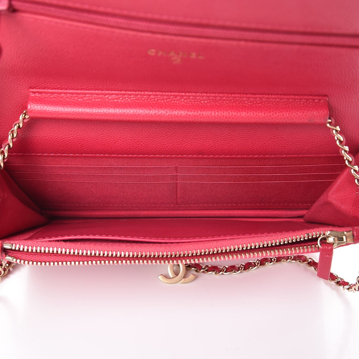 Caviar Quilted Golden Class Wallet On Chain WOC Fuchsia