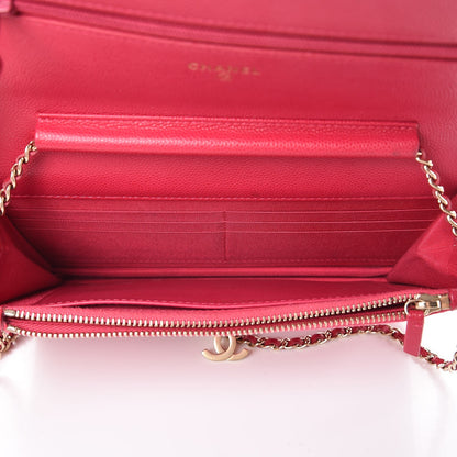Chanel Caviar Quilted Golden Class Wallet On Chain WOC Fuchsia 5 of 9