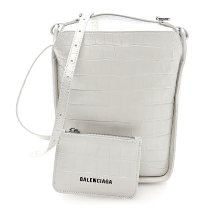 Balenciaga Calfskin Logo Crocodile Embossed XS Tool 2.0 North-South Tote White Black 2 of 9