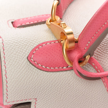 Hermes Epsom Bi-Color Horseshoe Kelly Sellier 25 Craie Rose Azalee 10 of 36
