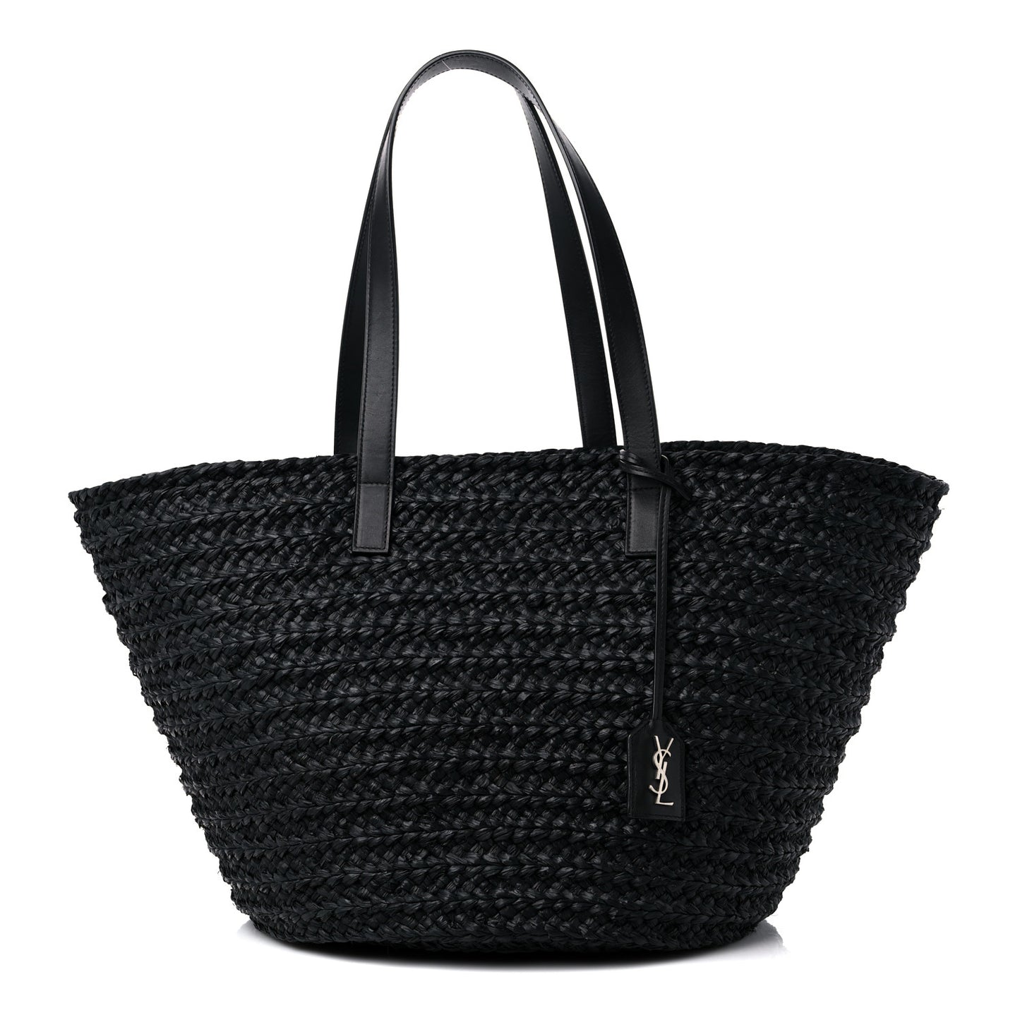 Raffia Medium Panier Bag Black