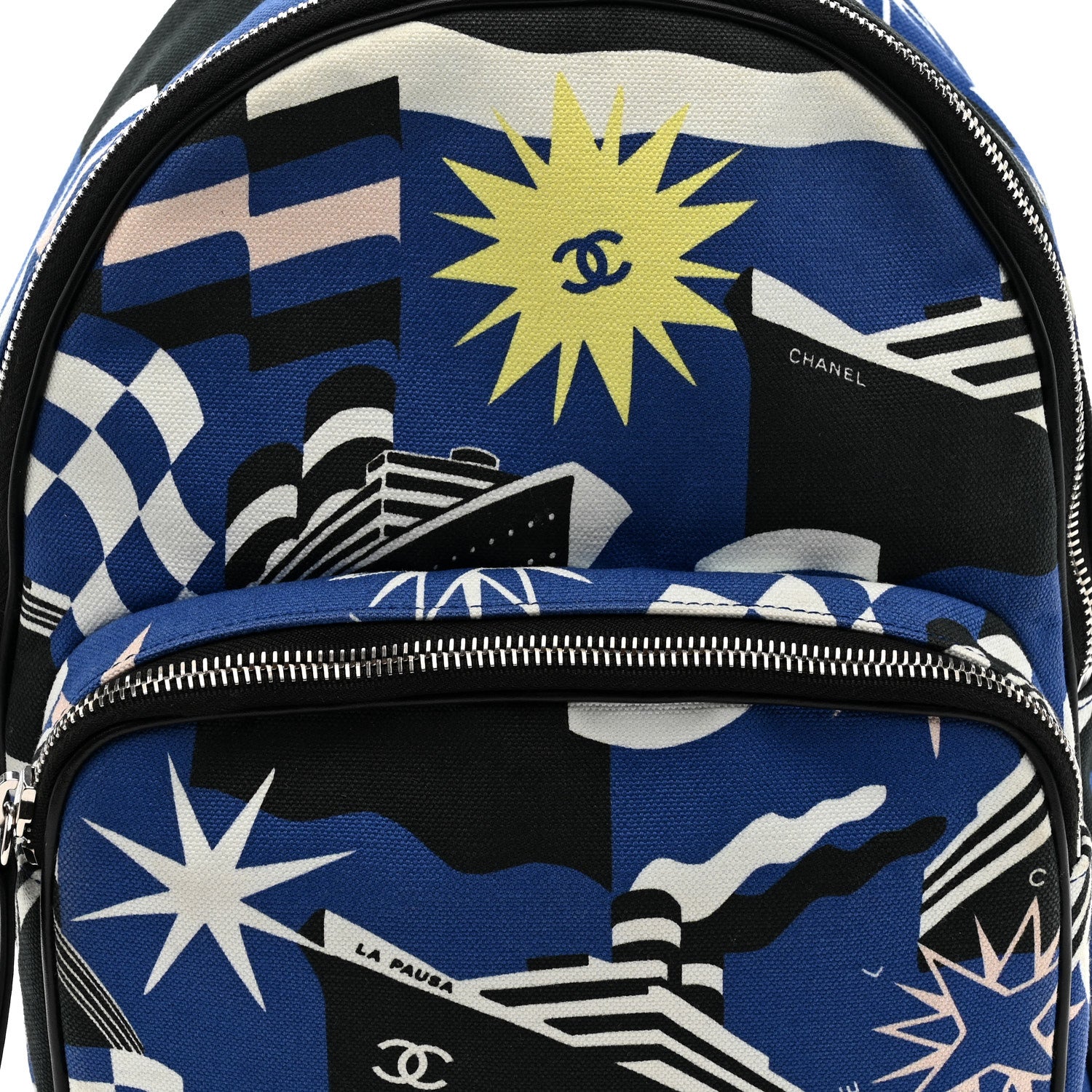 Chanel Canvas Cruise La Pausa Print Backpack Blue Multicolor 7 of 9