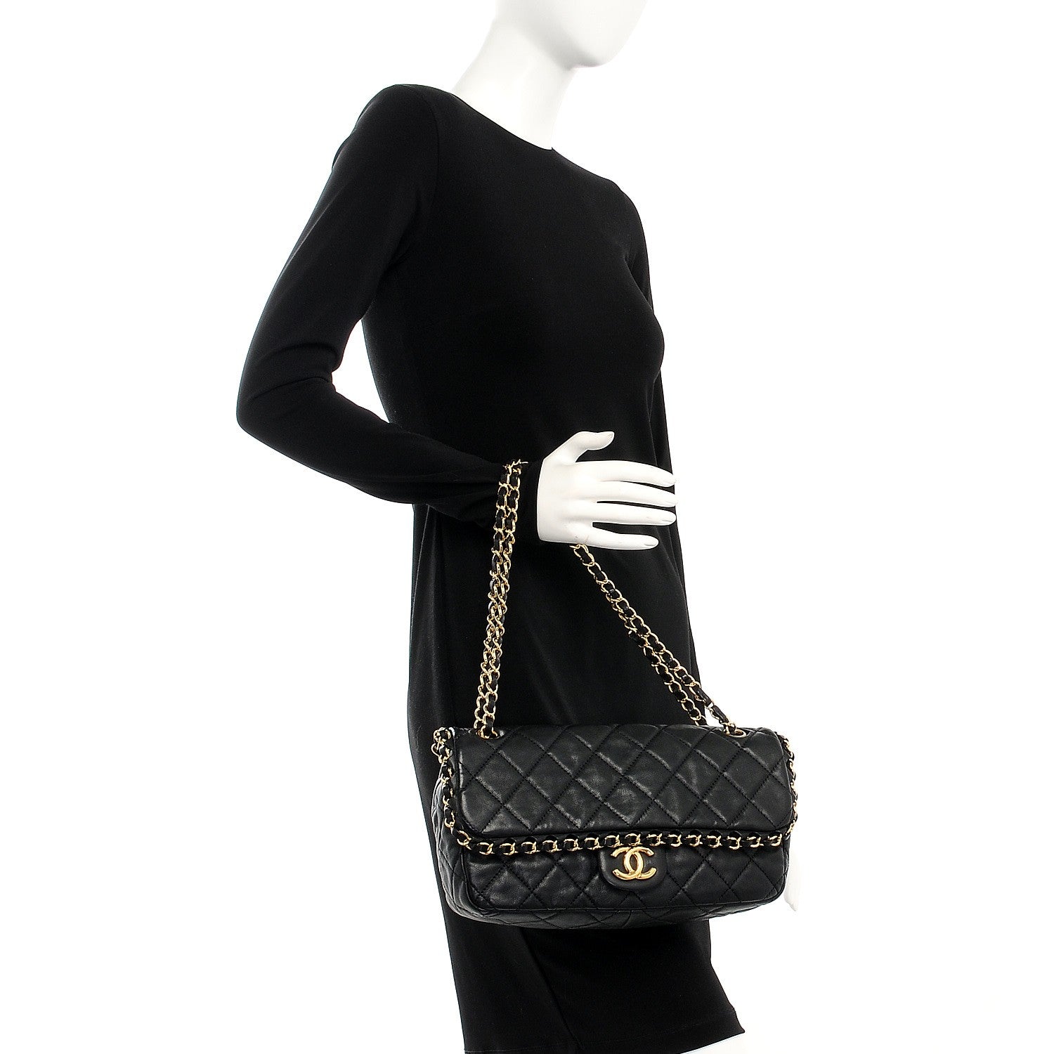Chanel Calfskin Quilted Medium Chain Me Flap Black 2 of 8