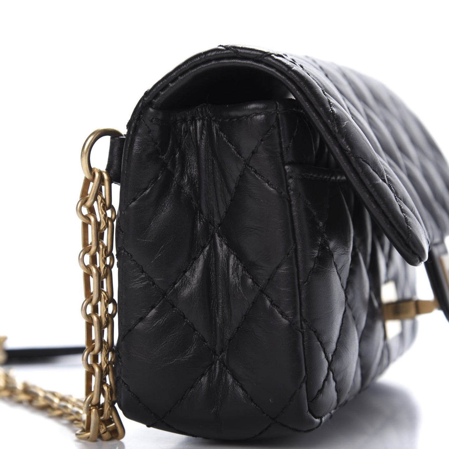 Aged Calfskin Quilted 2.55 Reissue Chain Waist Bag Black