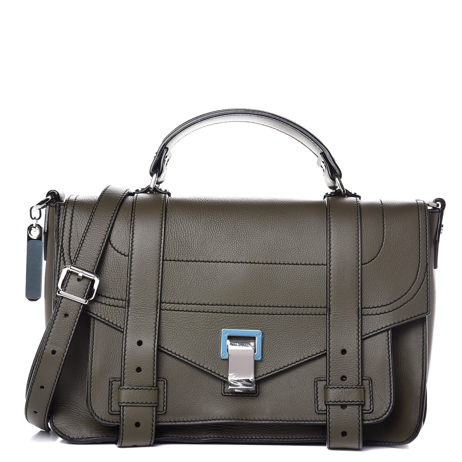 Proenza Schouler Grained Calfskin Medium PS1 Plus Satchel Cypress 1 of 9