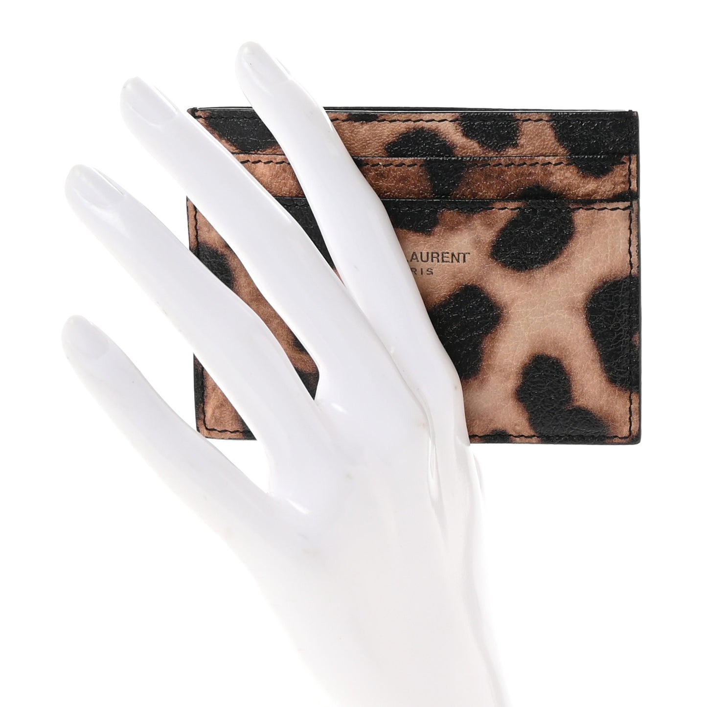 Calfskin Leopard Print Card Case Manto Naturale