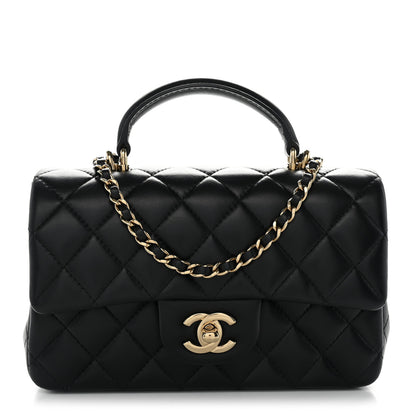 Chanel Lambskin Quilted Mini Top Handle Rectangular Flap Black 1 of 11