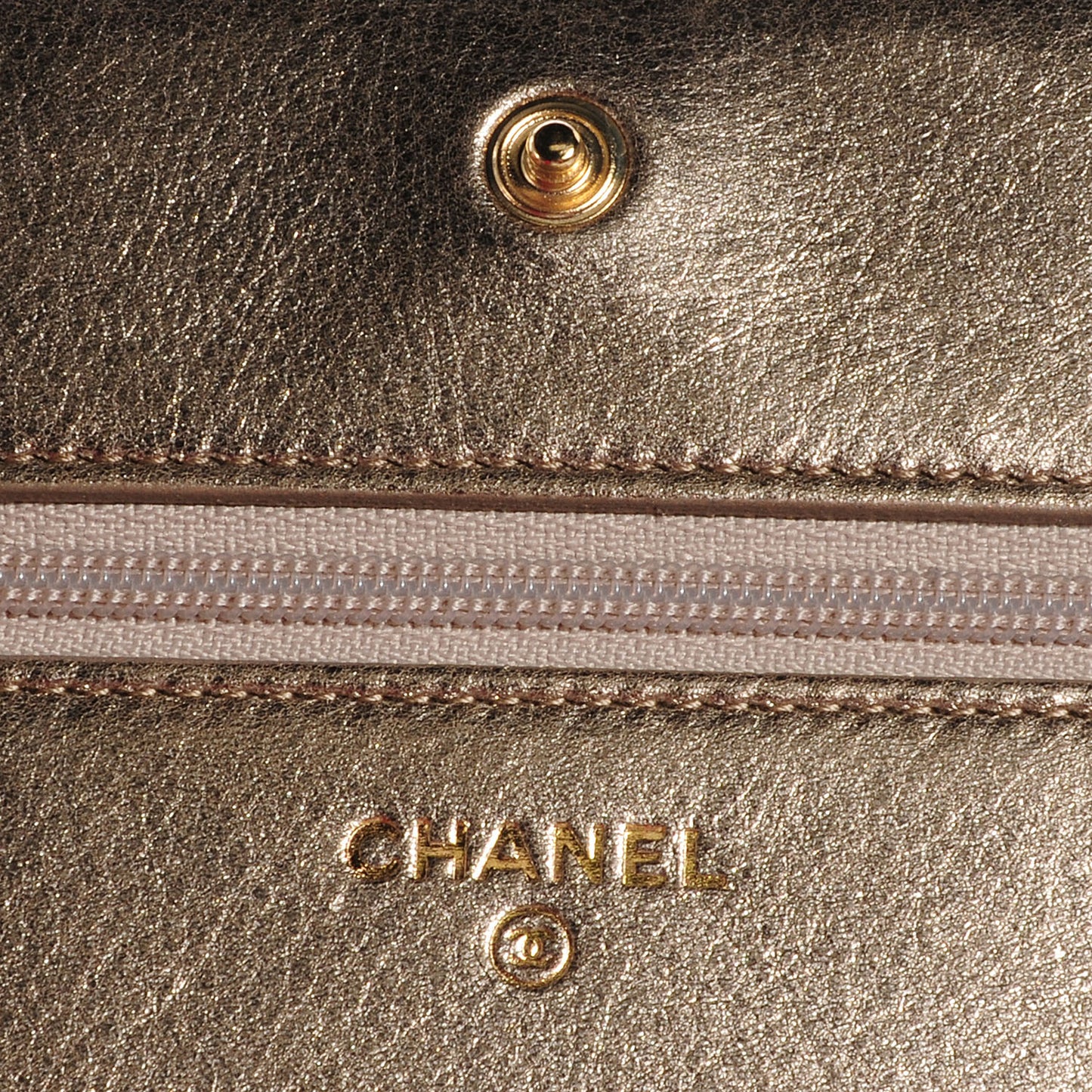 Metallic Lambskin Quilted Boy Wallet On Chain WOC Gold