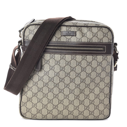 Gucci GG Plus Monogram Selleria Calfskin Medium Messenger Bag Beige Ebony Cocoa Dark Chocolate 1 of 9