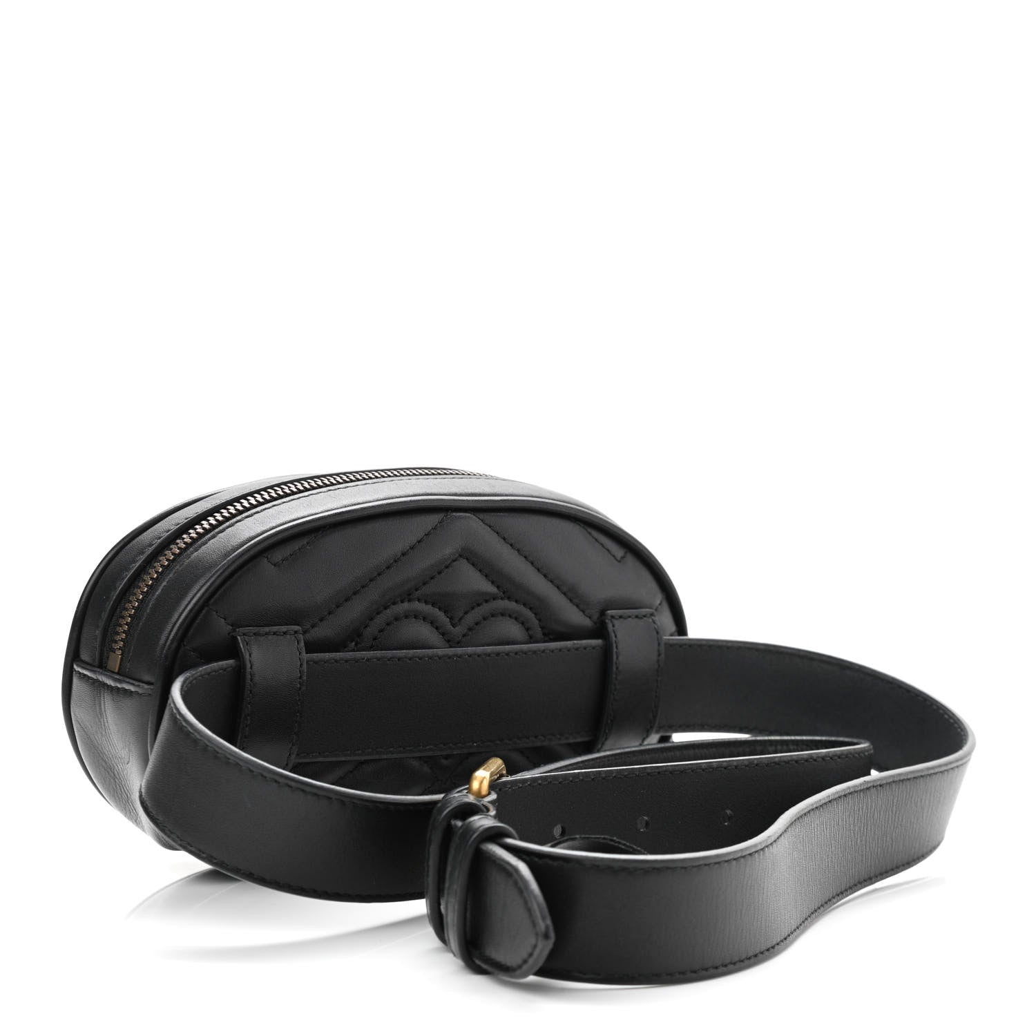 Gucci Calfskin Matelasse GG Marmont Belt Bag 95 38 Black 3 of 10