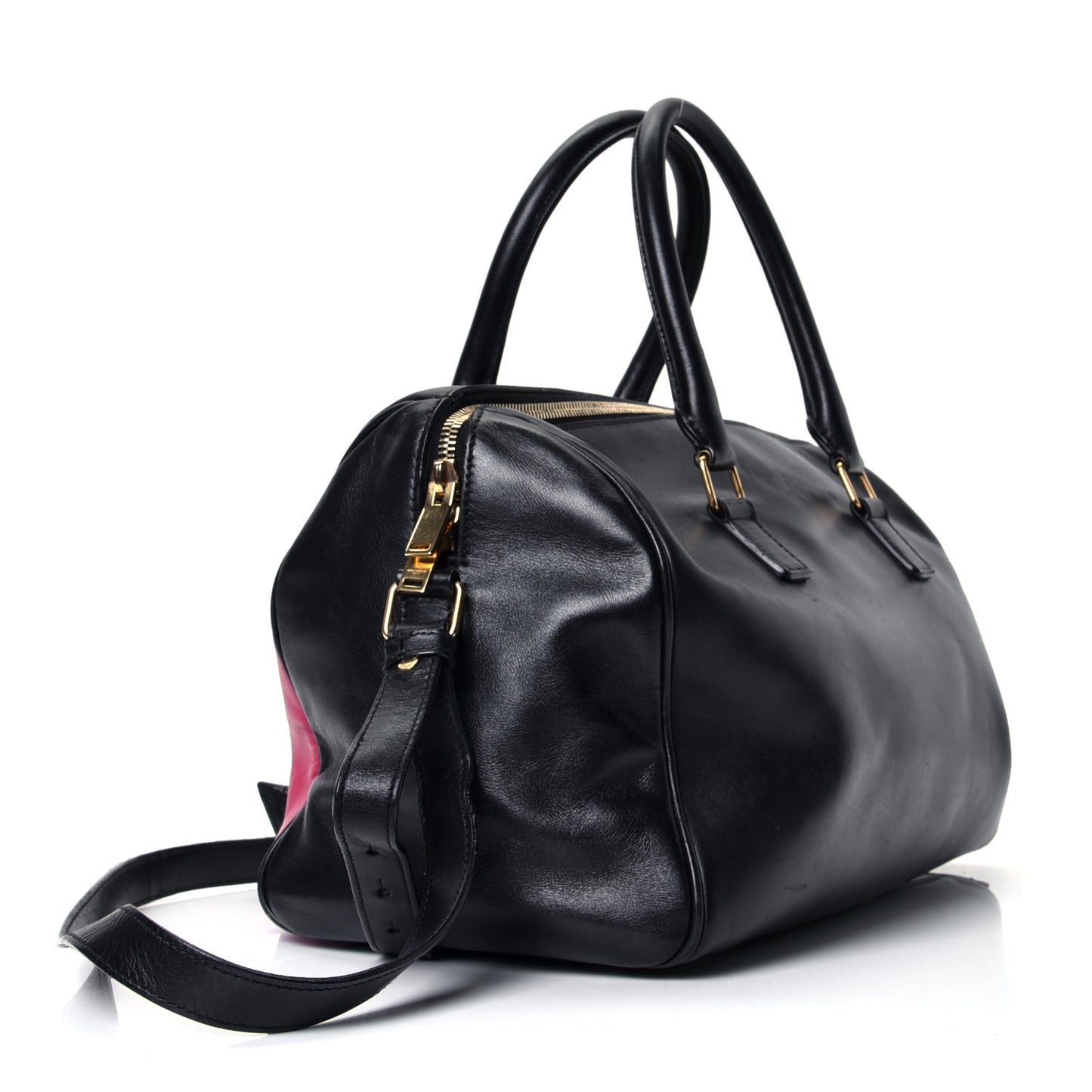 Smooth Calfskin Bi-Color Duffle 6 Fuchsia Black