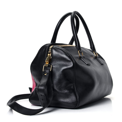 Saint Laurent Smooth Calfskin Bi-Color Duffle 6 Fuchsia Black 2 of 4