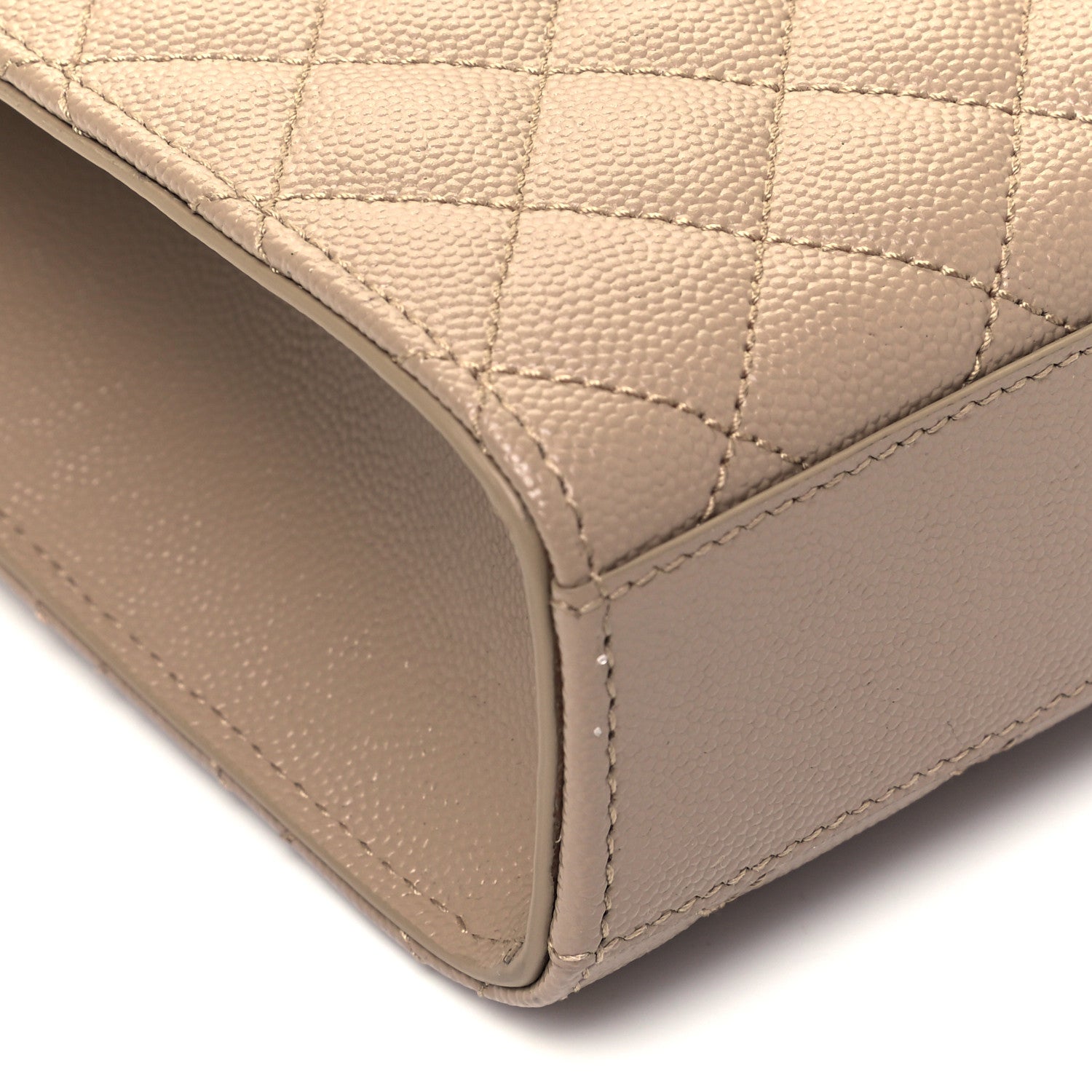 Saint Laurent Grain De Poudre Textured Mixed Matelasse Medium Triquilt Monogram Satchel Dark Beige 7 of 9