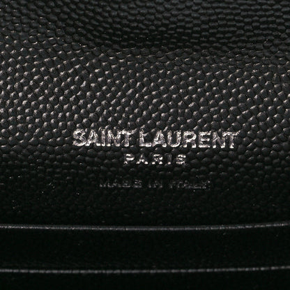 Saint Laurent Grain De Poudre Matelasse Chevron Small Monogram Envelope Wallet Black 6 of 12