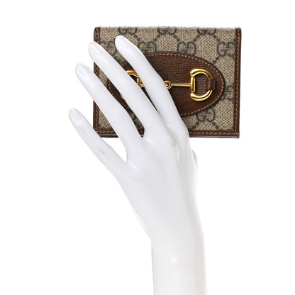 Gucci GG Supreme Monogram Horsebit 1955 Card Case Wallet Beige Ebony Brown Sugar 2 of 7
