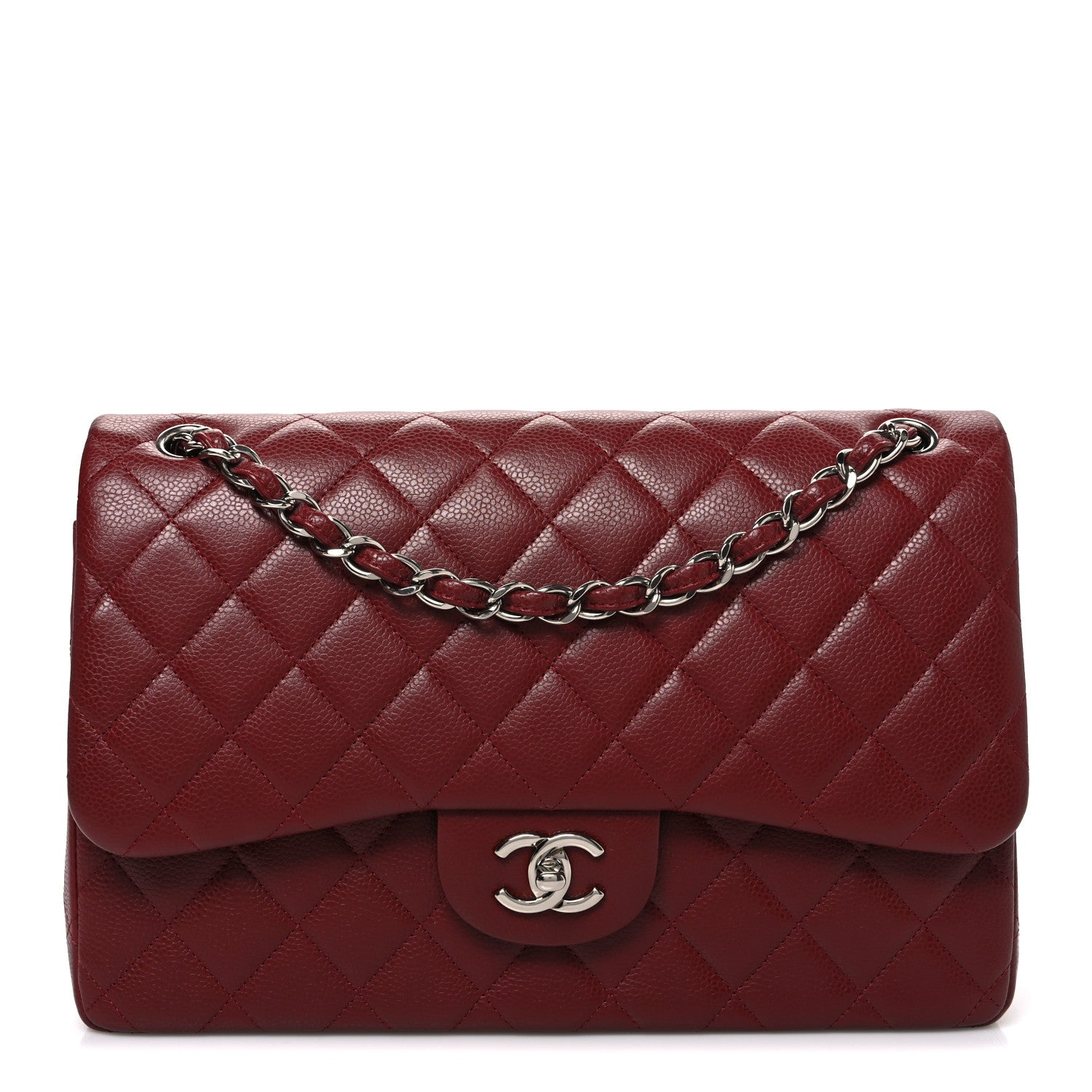 Chanel Caviar Quilted Jumbo Double Flap Burgundy 1 of 10