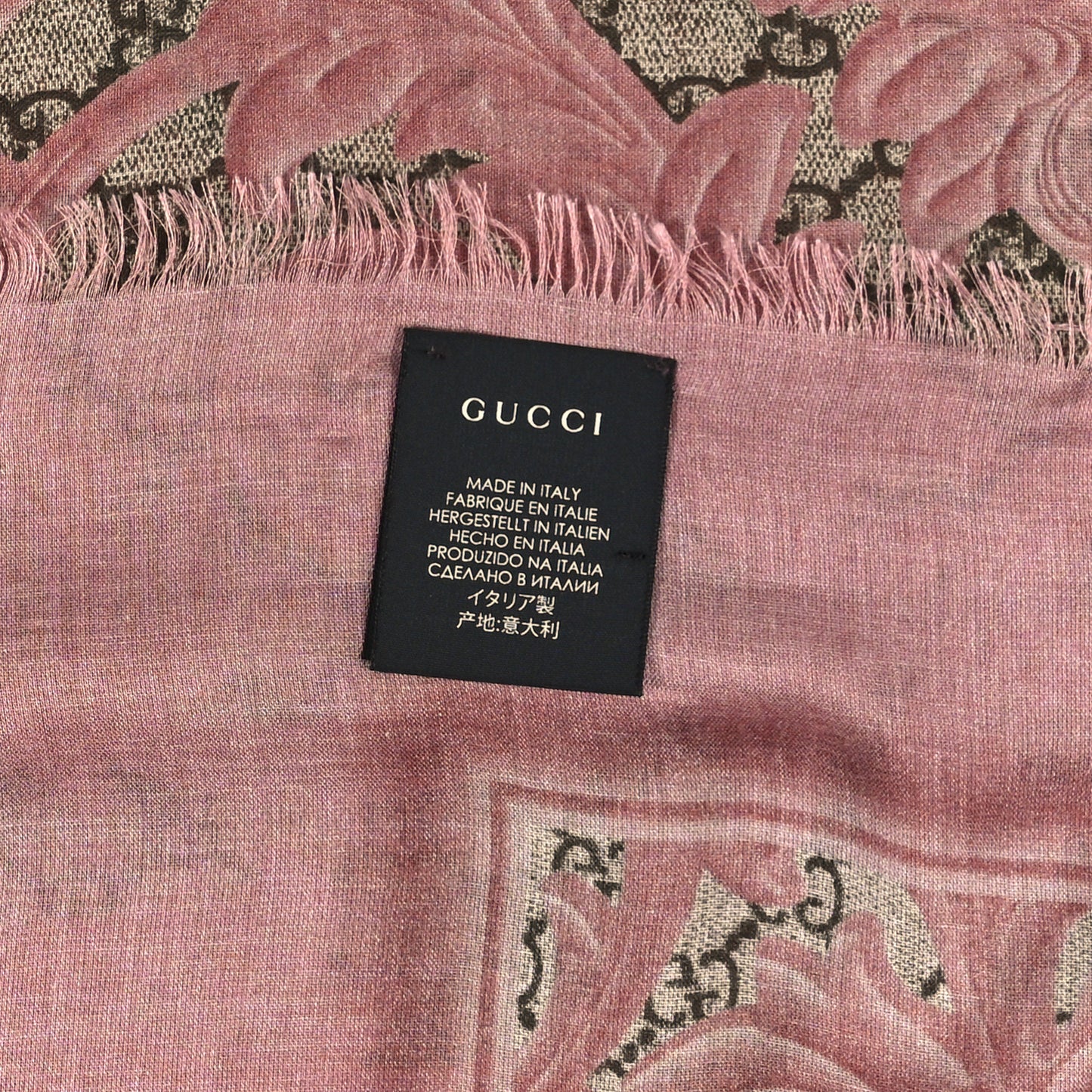 Modal Silk GG Monogram Big Arabesque Shawl Beige Pink
