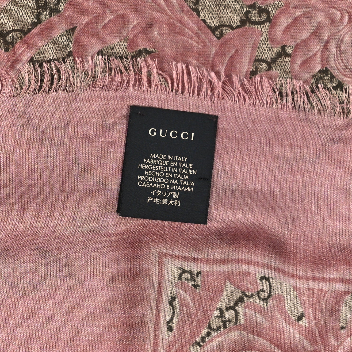 Gucci Modal Silk GG Monogram Big Arabesque Shawl Beige Pink 3 of 3