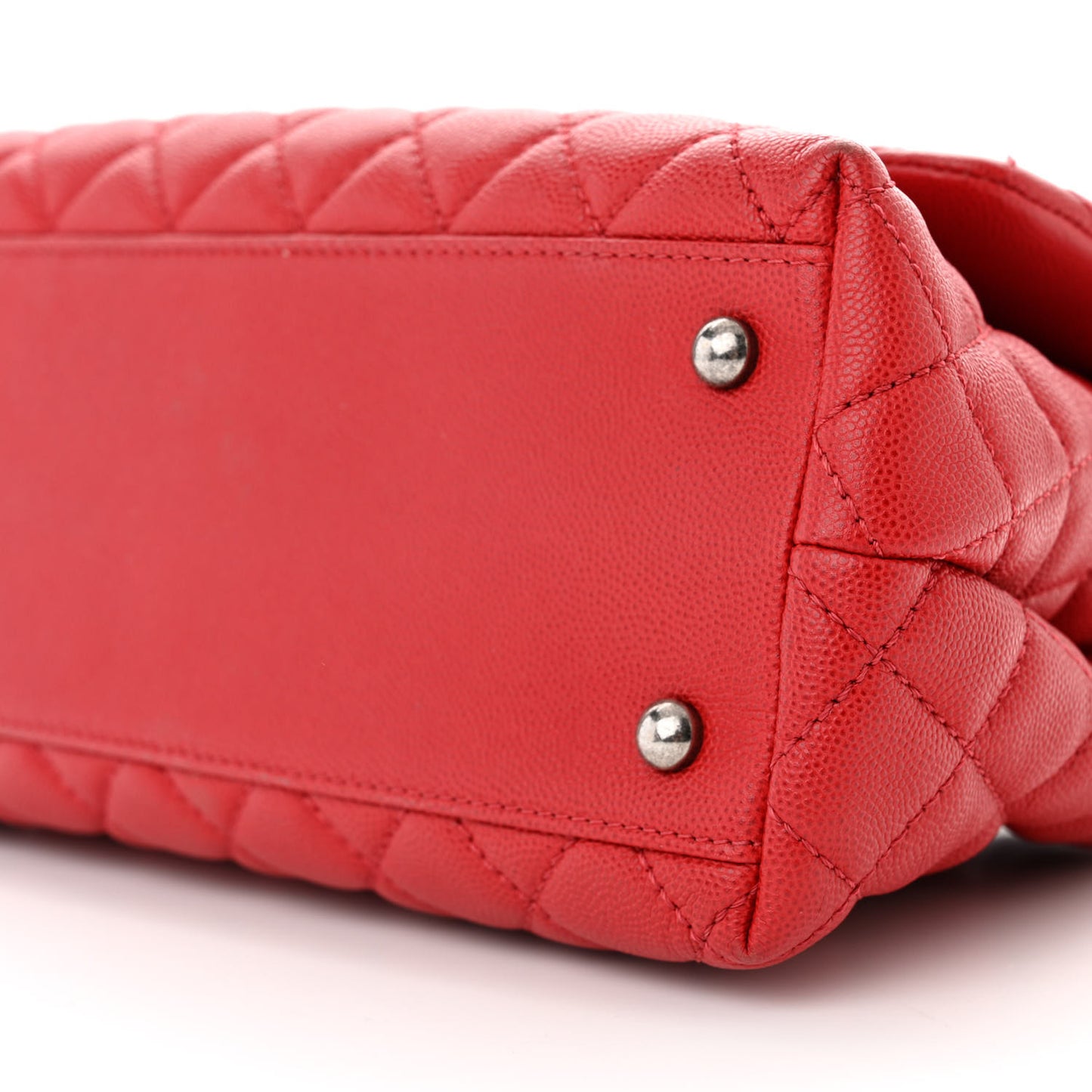 Caviar Quilted Small Coco Handle Flap Red