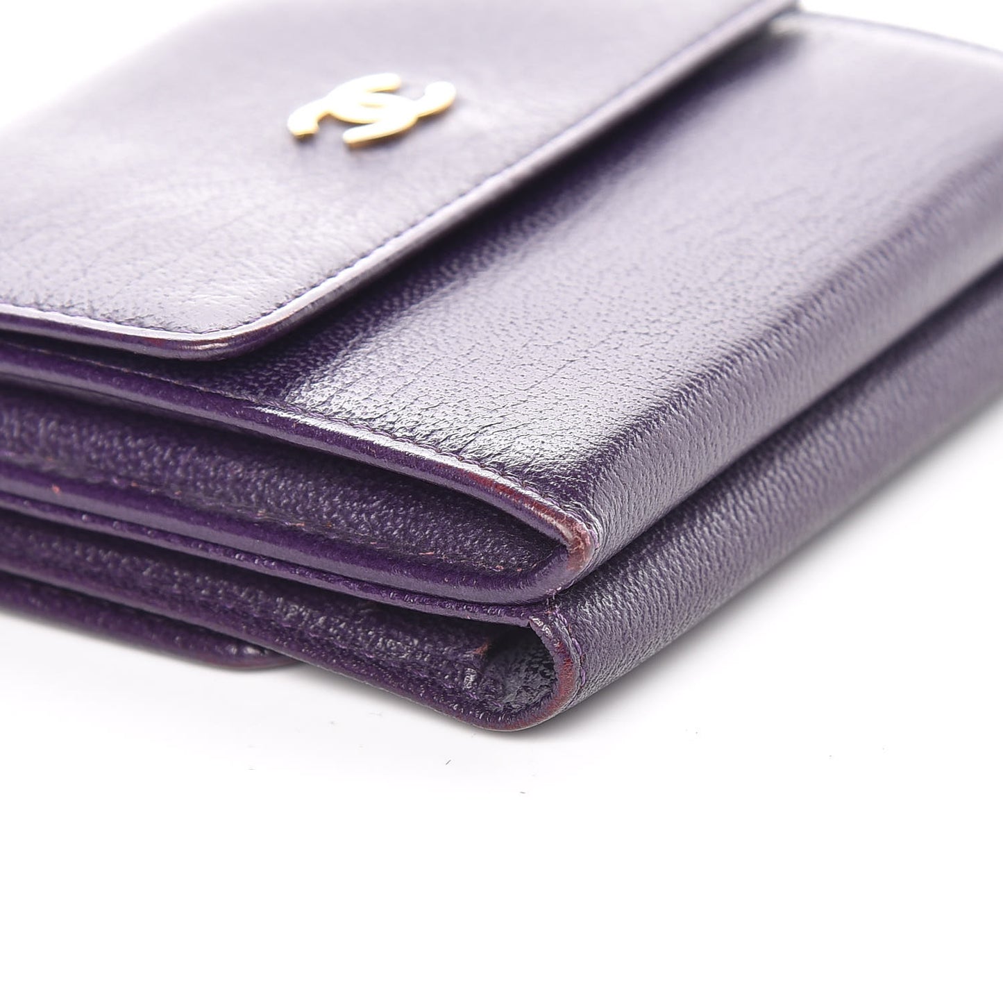 Goatskin Compact Double Sided Wallet Purple
