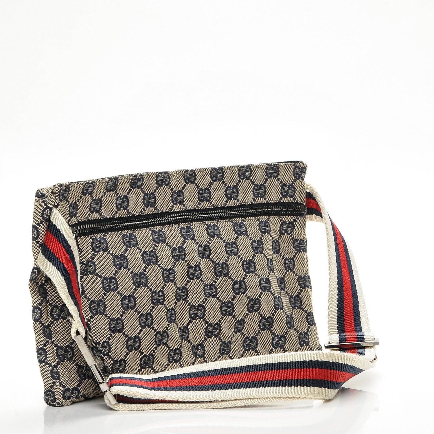 Gucci GG Monogram Web Double Pocket Belt Bag Navy 3 of 6