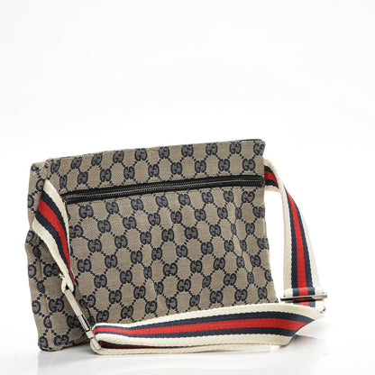 Gucci GG Monogram Web Double Pocket Belt Bag Navy 3 of 6