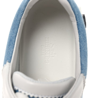Hermes Denim Calfskin Bouncing Sneakers 40 Bleu Clair White 9 of 10